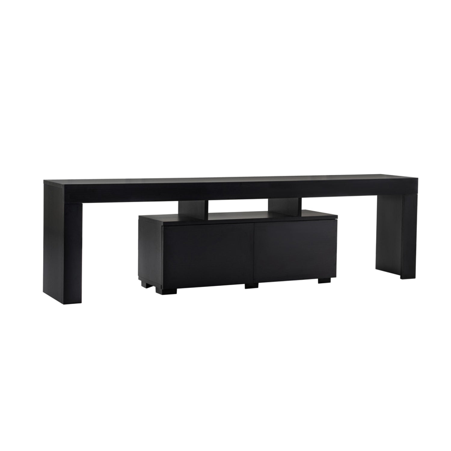 Meuble TV avec placards bois noir 180cm DOME