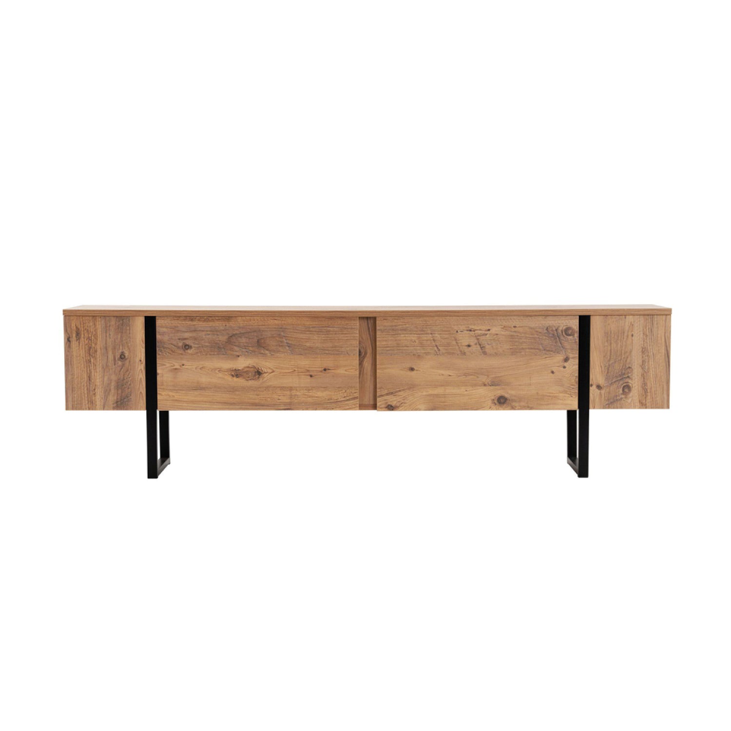 Meuble tv industriel avec placards bois et noir 180cm AXIM