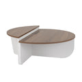 Table basse ronde podium bois noyer et blanc 90cm SYRACUSEA