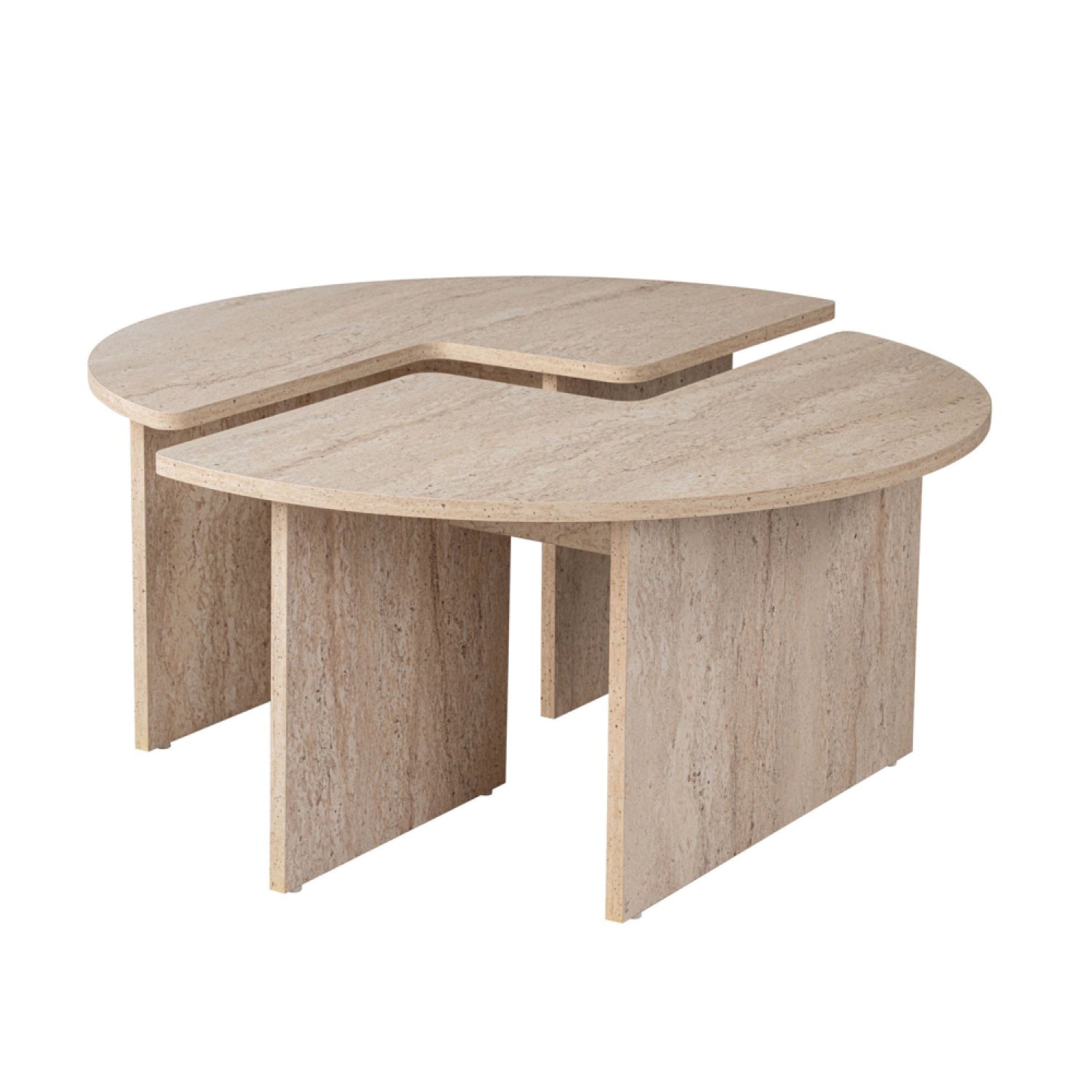 Table basse ronde duo effet travertin 90cm ELIAS