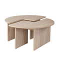 Table basse ronde duo effet travertin 90cm TRAPANI