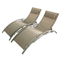 Lot de 2 Transats ajustables et empilables avec pieds acier Cappuccino WINORA