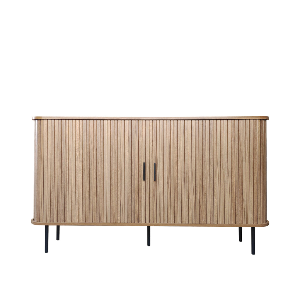 Buffet en bois cannelé à portes coulissantes 140cm VULCANO