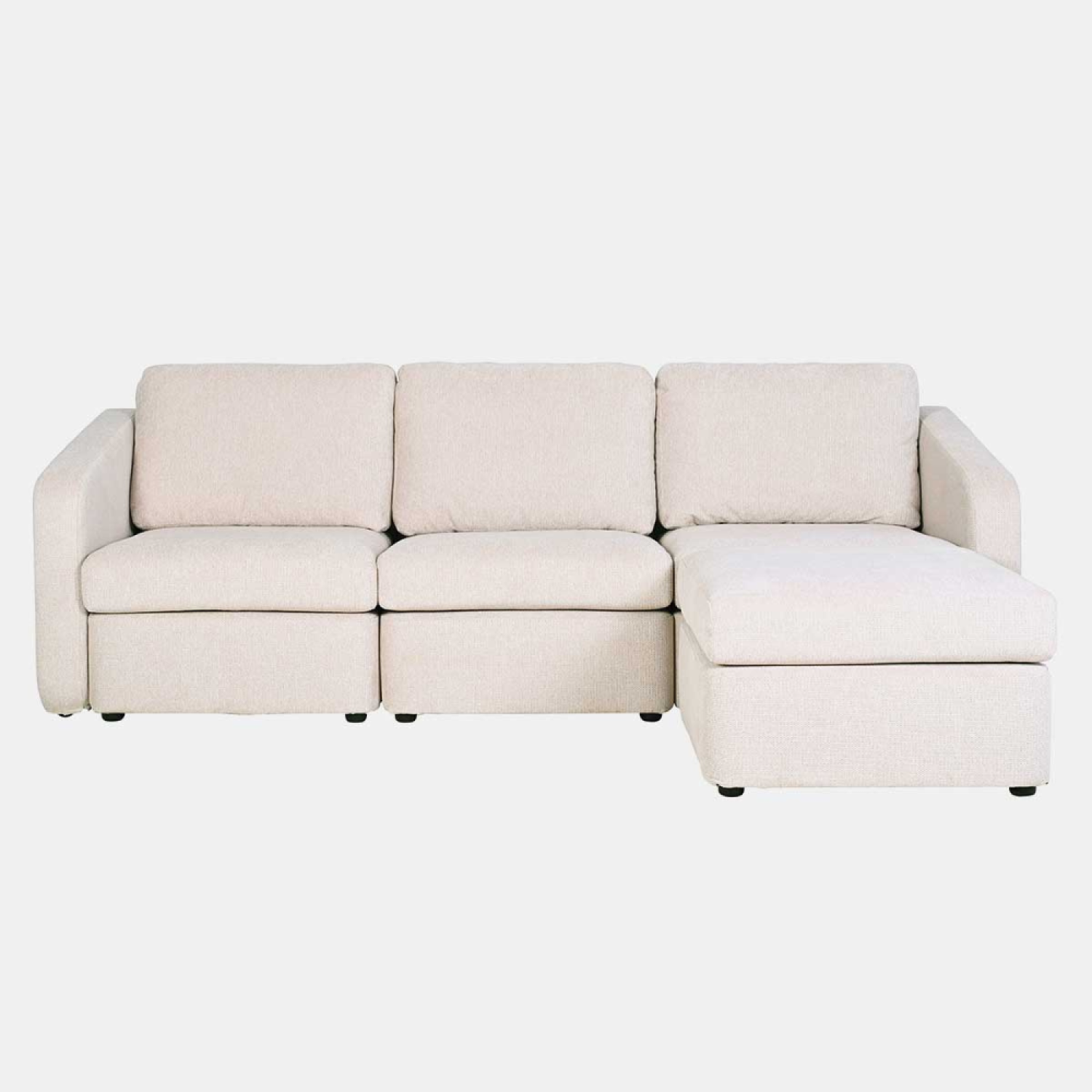 Canapé 3 places modulable beige avec pouf GALEGO