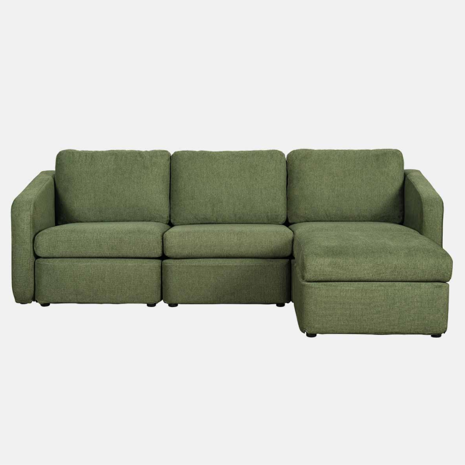 Canapé 3 places modulable vert avec pouf PANAREA