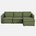 Canapé 3 places modulable vert avec pouf GALEGO