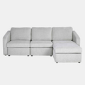 Canapé 3 places modulable gris clair avec pouf GALEGO