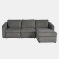Canapé 3 places modulable gris foncé avec pouf PANAREA
