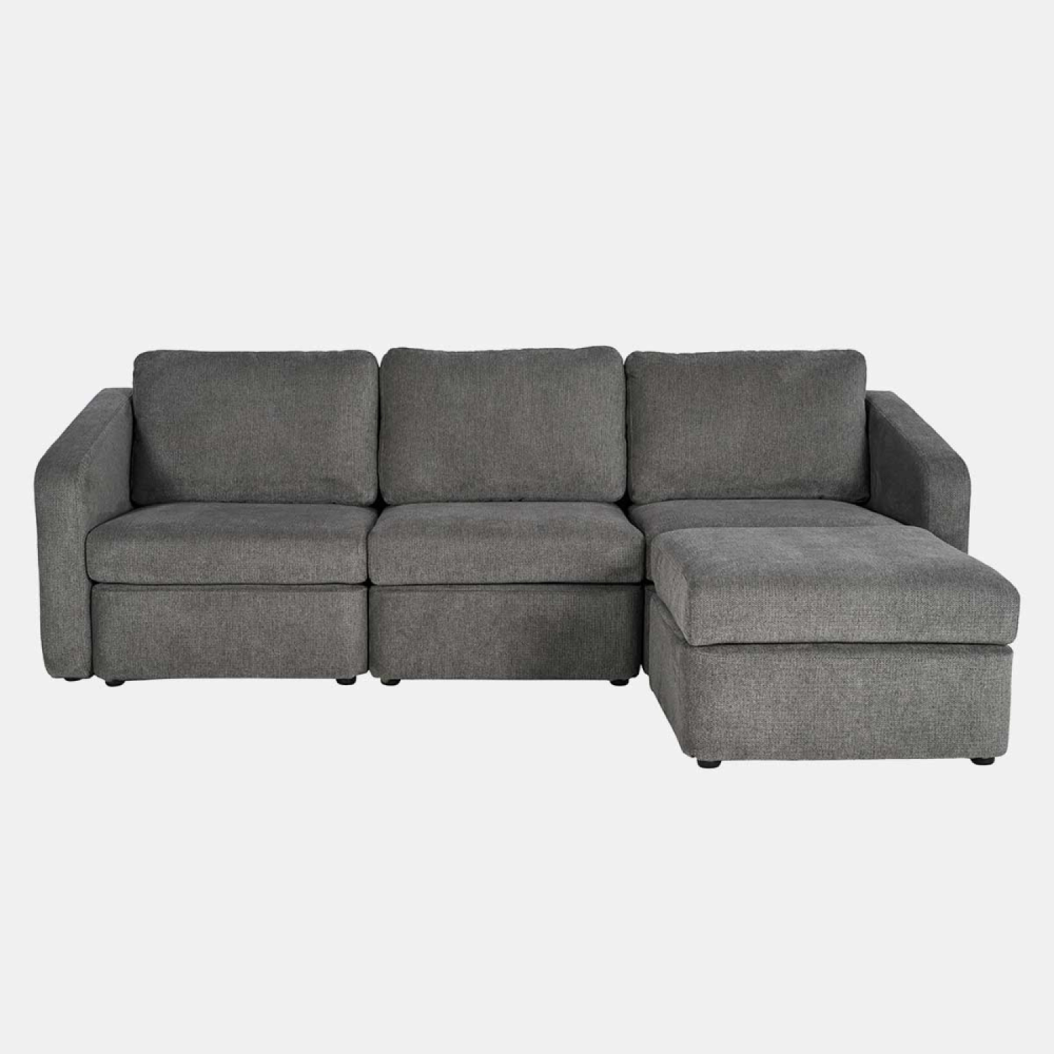 Canapé 3 places modulable gris foncé avec pouf PANAREA