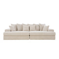 Canapé 4 places assise profonde en velours côtelé beige KENDARI