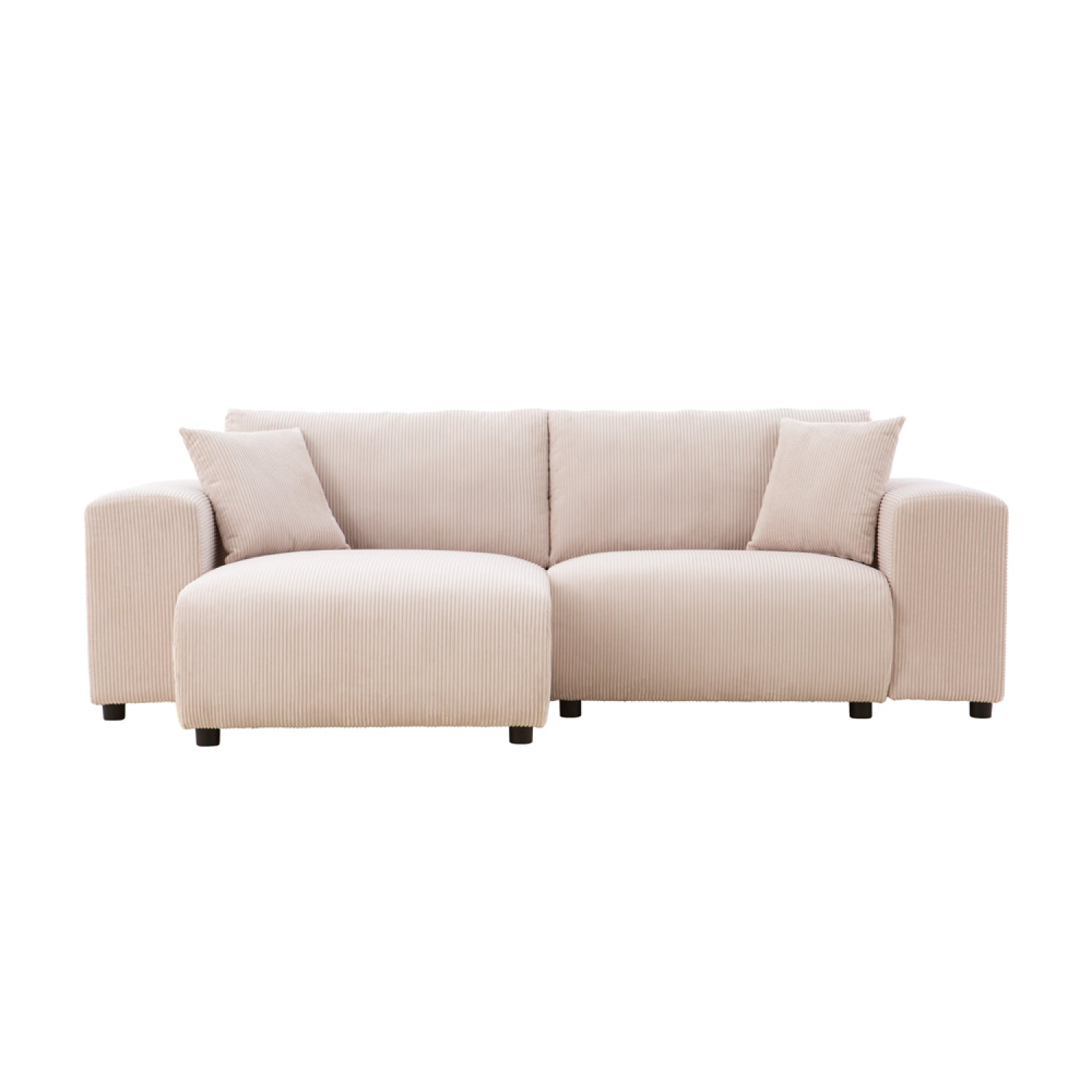 Canapé d'angle modulable 3 places en velours côtelé beige JAMBI