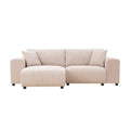 Canapé d'angle modulable 3 places en velours côtelé beige MINORI