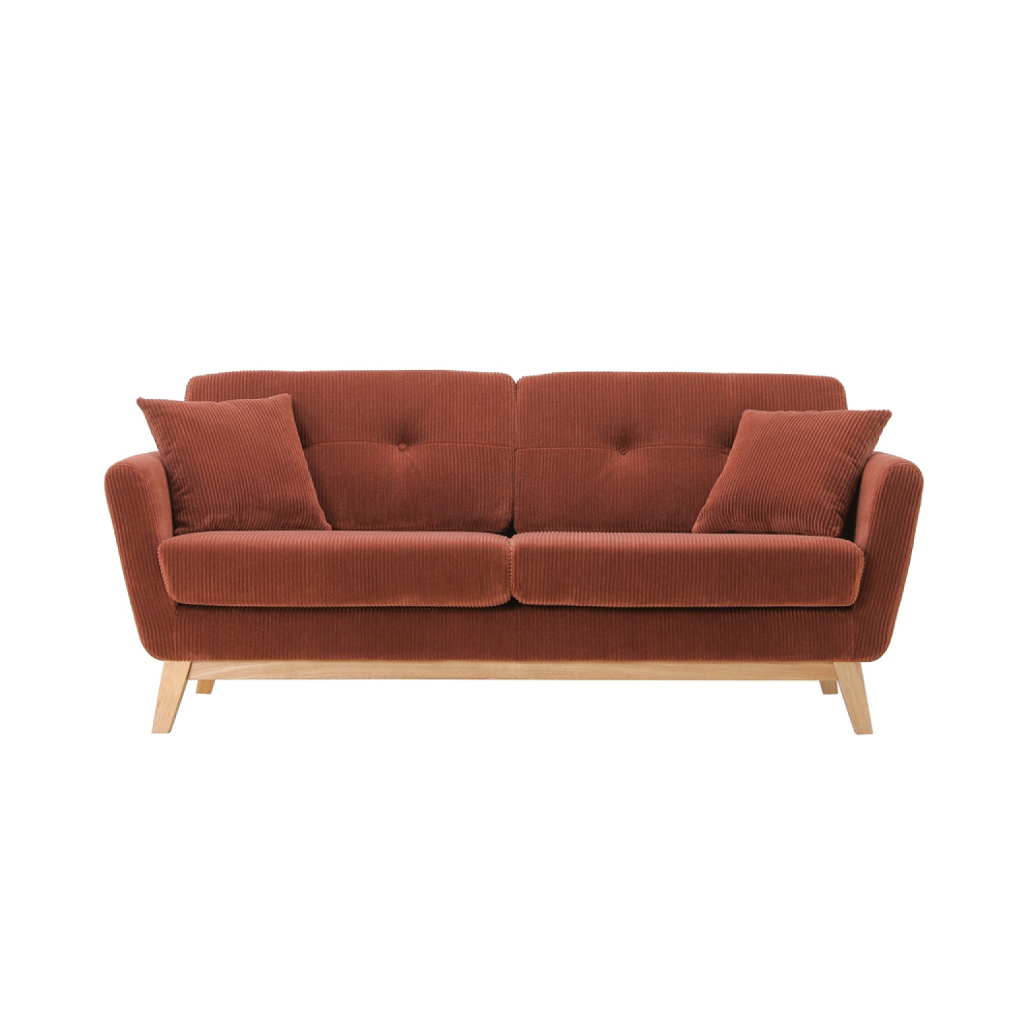 Canapé 3 places scandinave en velours côtelé terracotta OSLO