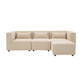 Canapé 3 places modulable bouclette beige avec pouf RAMOS