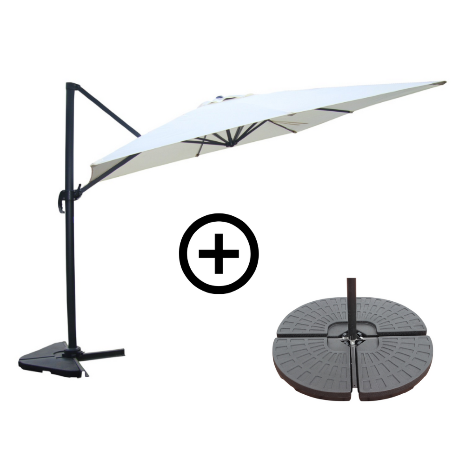 Ensemble parasol écru 3x4m et 4 dalles à lester NAVIA