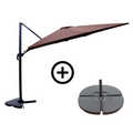 Ensemble parasol marron 3x4m et 4 dalles à lester NAVIA