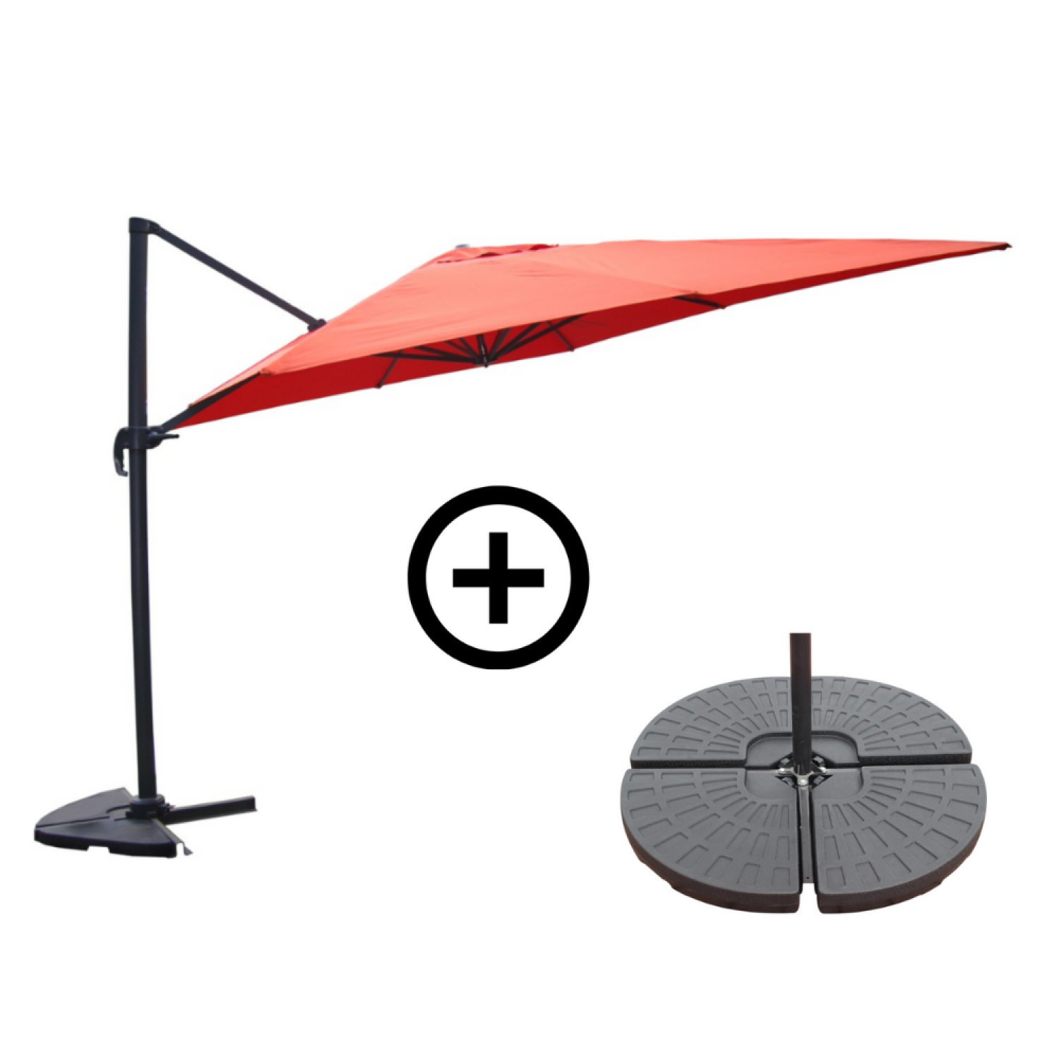Ensemble parasol terracotta 3x4m et 4 dalles à lester NAVIA