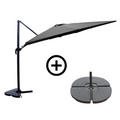 Ensemble parasol  gris 3x4m et 4 dalles à lester KORIVA