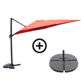 Ensemble parasol terracotta 3x3m et 4 dalles à lester RAFAELA