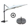 Ensemble parasol écru 3x3m et 4 dalles à lester RAFAELA