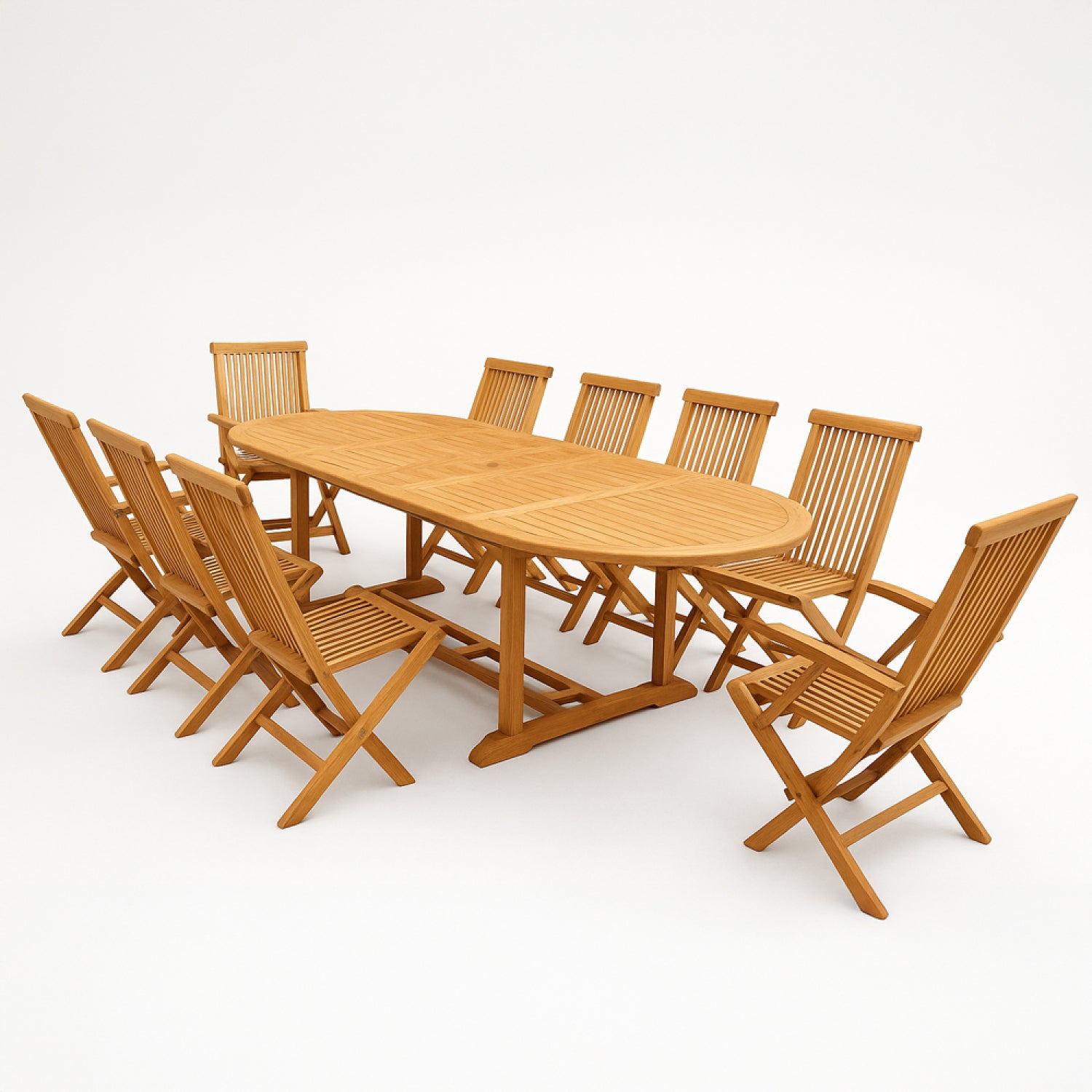 Table ovale 120 cm + 8 chaises + 2 fauteuils JAVEA