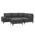 Canapé d'angle 4/5 places en tissu chenille gris anthracite avec pouf BRADLEY