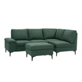 Canapé d'angle 4/5 places en tissu chenille vert avec pouf BRADLEY