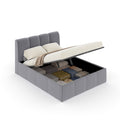 Lit coffre style nuage LED 140x190cm velours gris MOORE