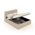 Lit coffre style nuage LED 160x200cm velours beige MOORE