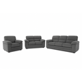 Canapé 3 places + 2 places + fauteuil en velours côtelé gris foncé POPULONIA