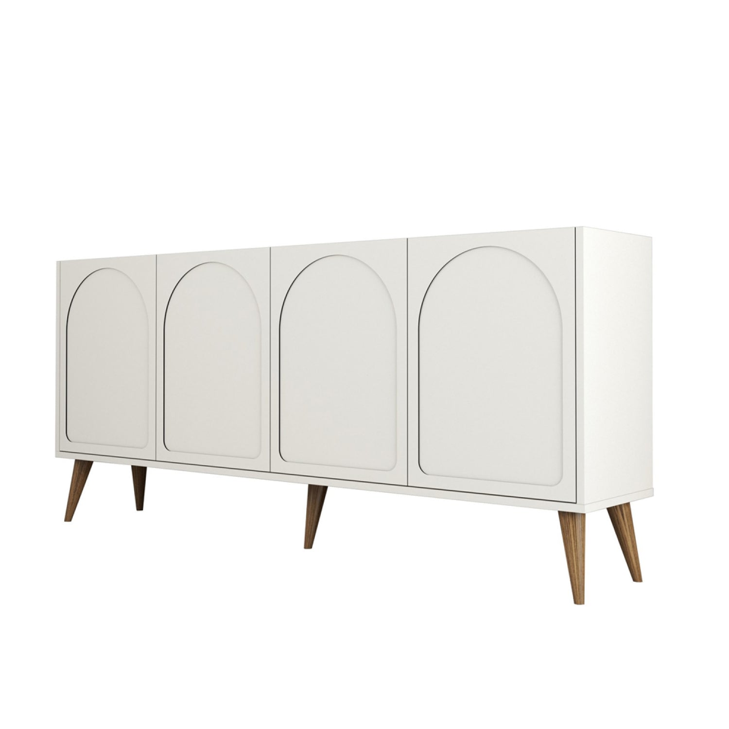 Buffet 4 portes design arrondi crème 180x81cm EFFY