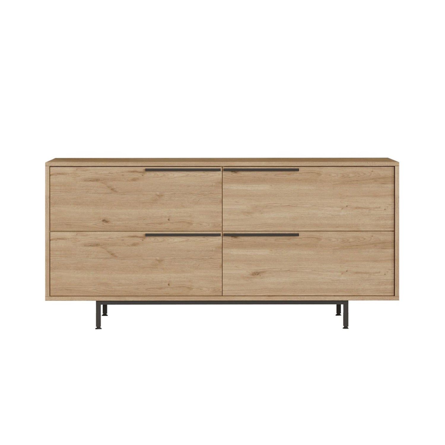 Buffet 4 portes finition bois et métal noir 160x75cm SOLLER