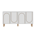 Buffet 4 portes blanc design graphique 150x73cm PATMOS