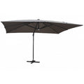 Parasol  gris droit rectangle 3,95 x 2,95 m rotatif à 360 led VELORA