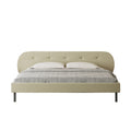 Lit capitonné 160x200cm beige avec tête de lit et sommier RENO