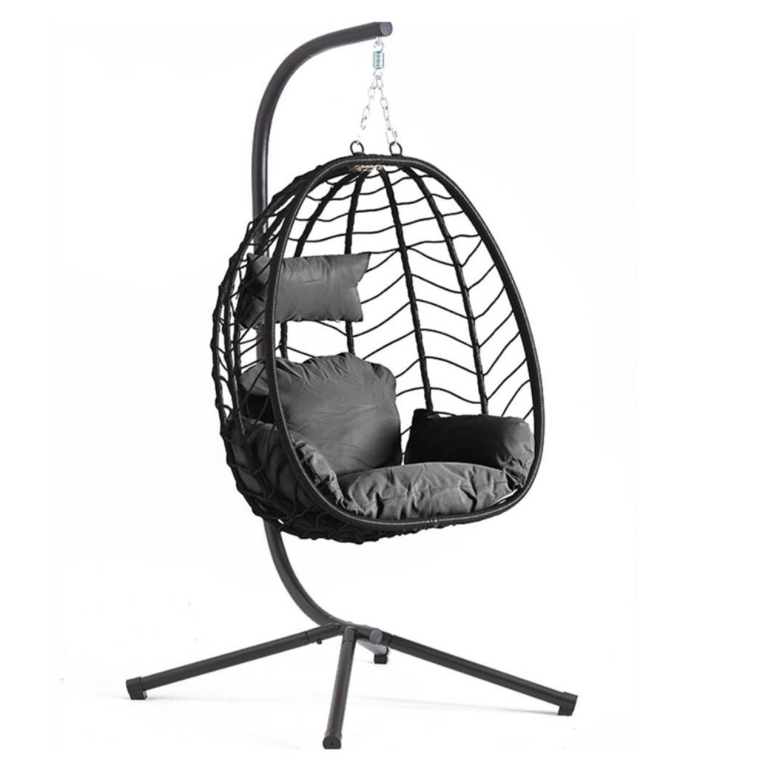 Fauteuil suspendu en résine effet rotin noir NORALE