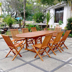 Table de jardin ovale 6 chaises et 2 fauteuils en teck huilé LOBO
