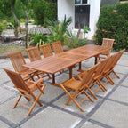 Table rectangulaire 8 chaises et 2 fauteuils en teck huilé LOBO