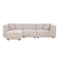 Canapé 3 places + 1 pouf modulable velours côtelé beige ROME