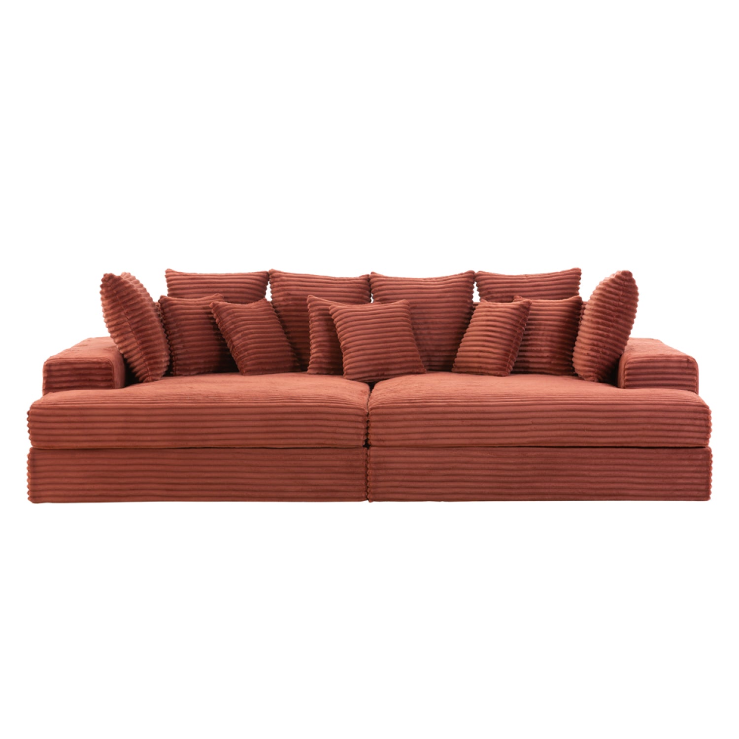 undefined Canapé 4 places en velours côtelé terracotta