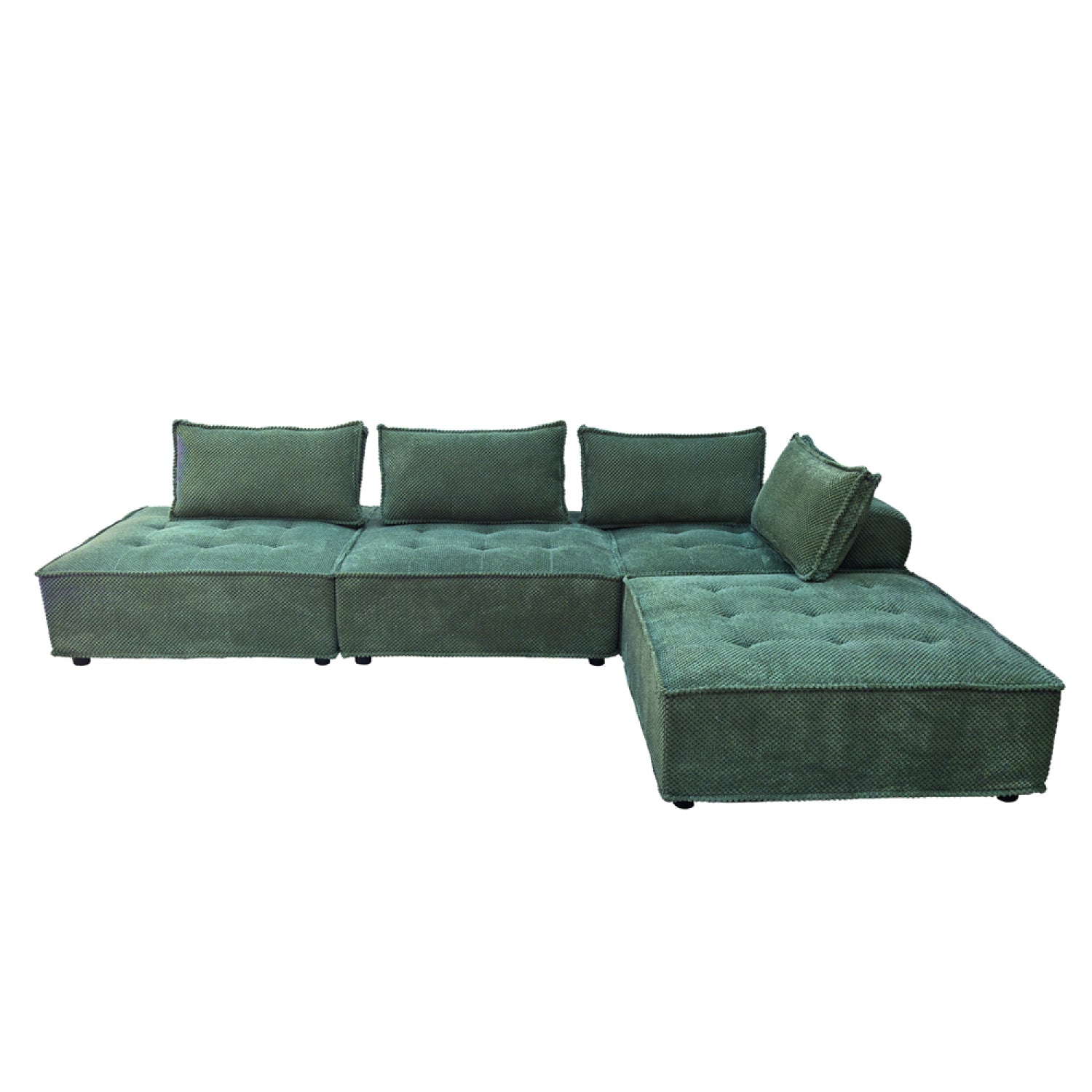 Canapé d'angle modulable 4 places en velours texturé vert GARRAF