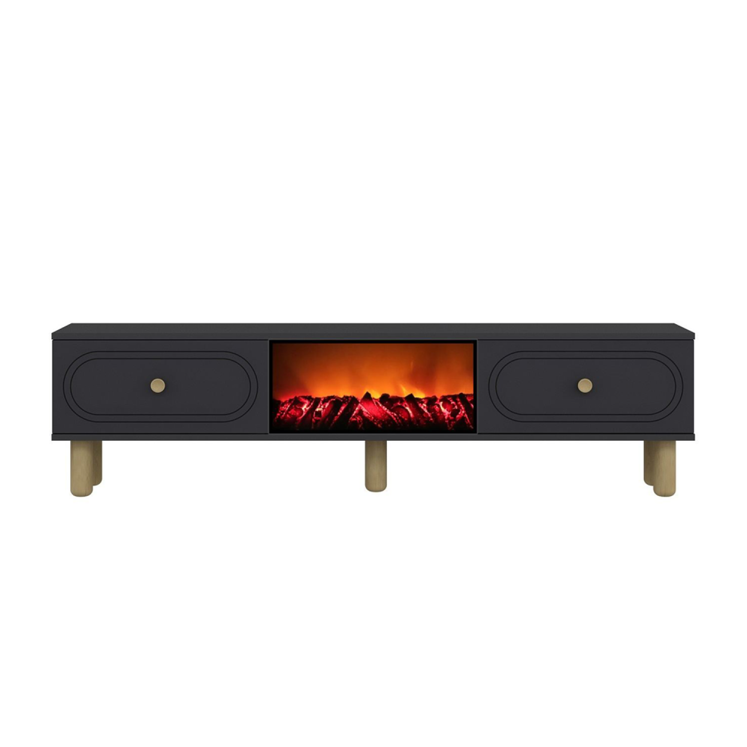 Meuble TV avec cheminée LED 150cm gris anthracite WORTHING