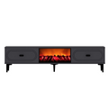 Meuble TV avec cheminée LED 150cm gris anthracite et noir CRAWLEY