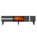 Meuble TV avec cheminée LED 150cm gris anthracite EASTSIDE