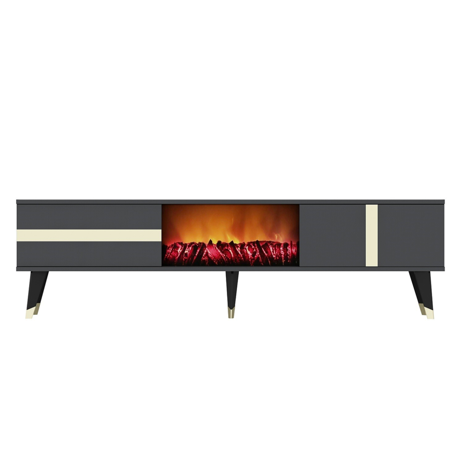 Meuble TV avec cheminée LED 150cm gris anthracite EASTSIDE