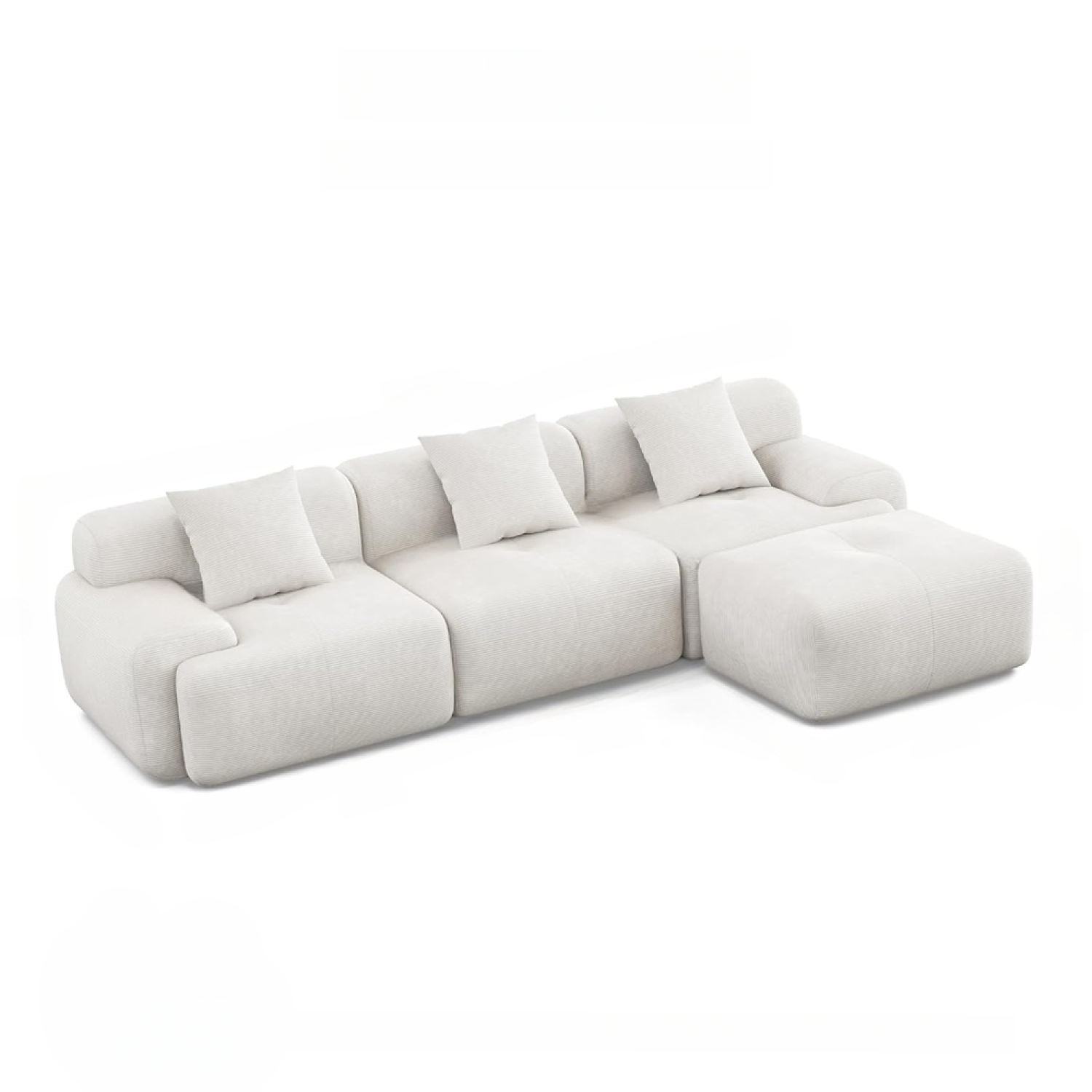 Canapé d'angle 5-6 places avec méridienne modulable en velours côtelé beige BURGESS