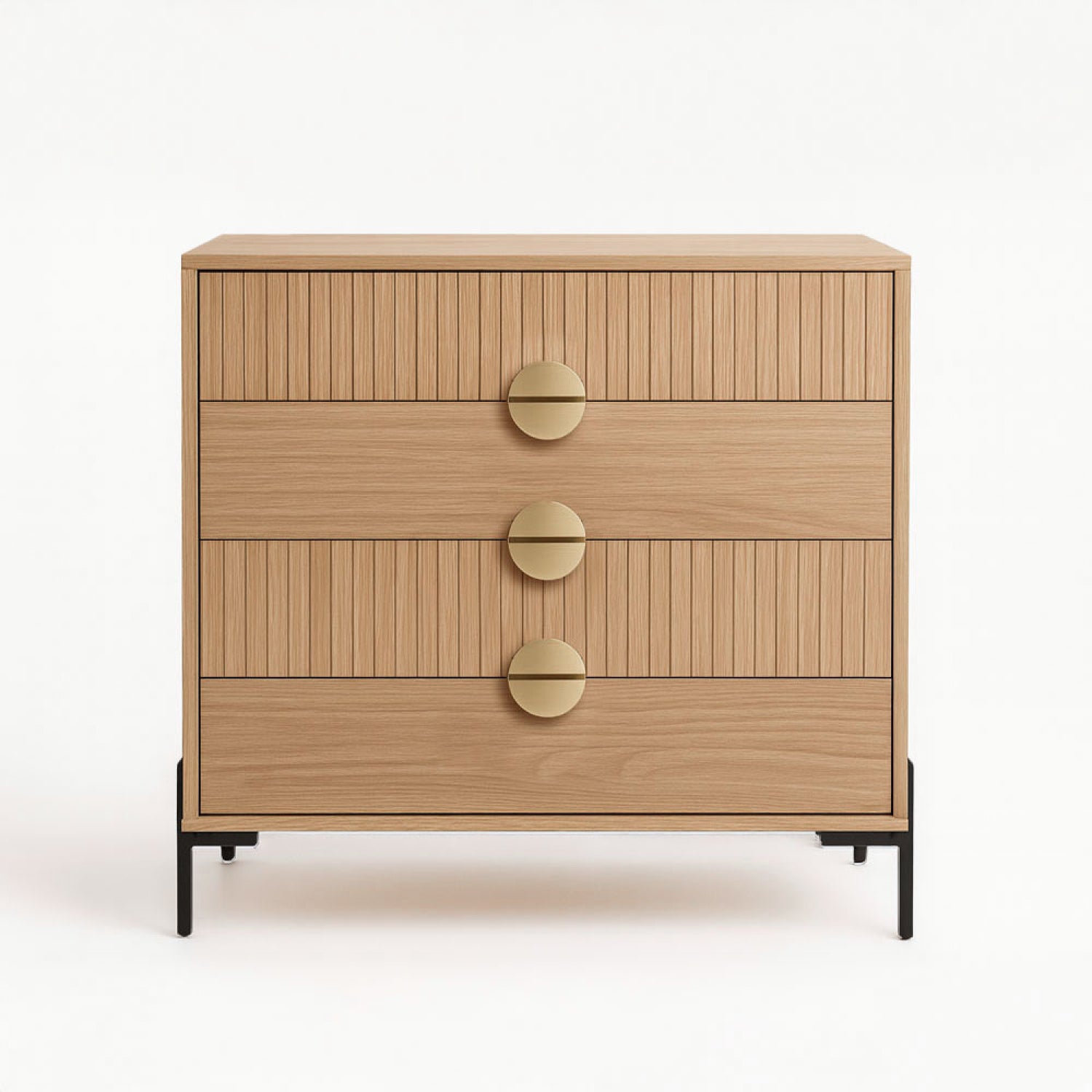 Commode 4 tiroirs décor bois rainuré 84cm ARDENT