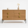 Commode 6 tiroirs décor bois rainuré 124cm TORINESE