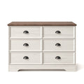 Commode 6 tiroirs blanc et bois 120cm YORK