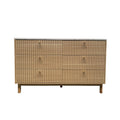 Buffet 6 tiroirs aspect bois rainuré et marbre 120cm MIRANDELA